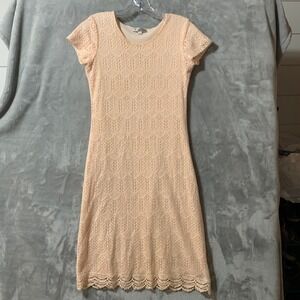 DE Collection Peach Lace Dress Size 6 Short Sleeve Above Knee Casual Party Dress